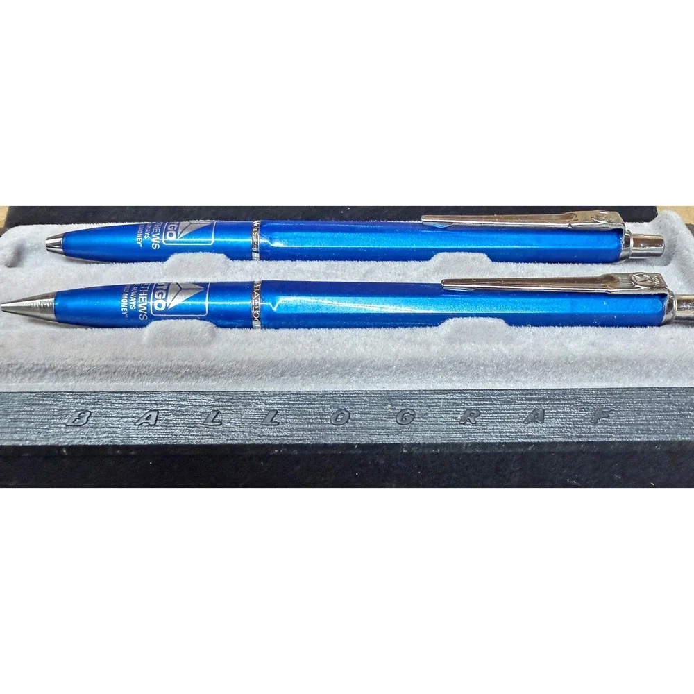 Vintage‎ Ballograf Epoca Citgo Matthews Pen and Pencil Set Made in Sweden Blue